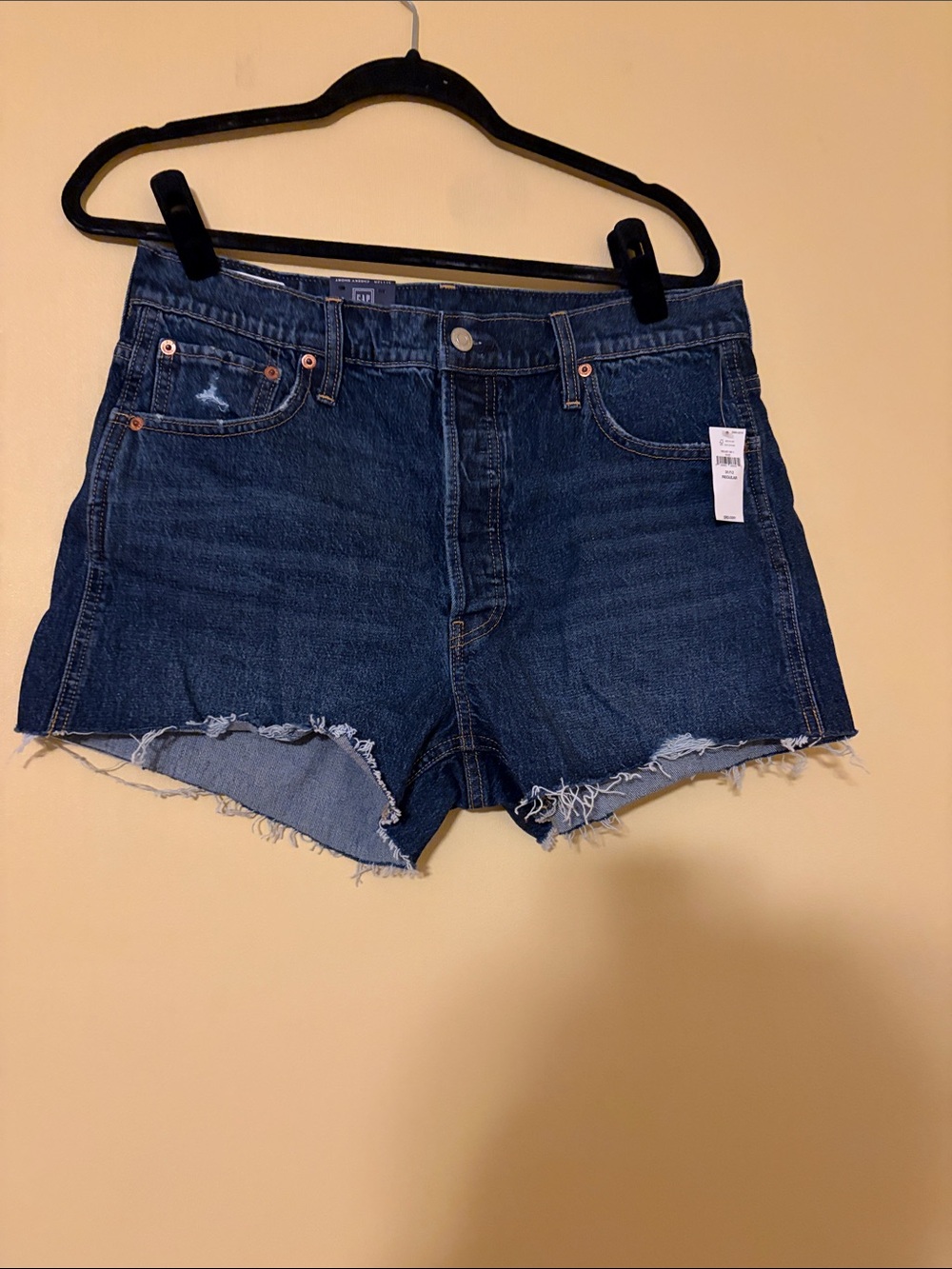 GAP Women's Dark Blue High-Rise Denim Cutoff Shorts